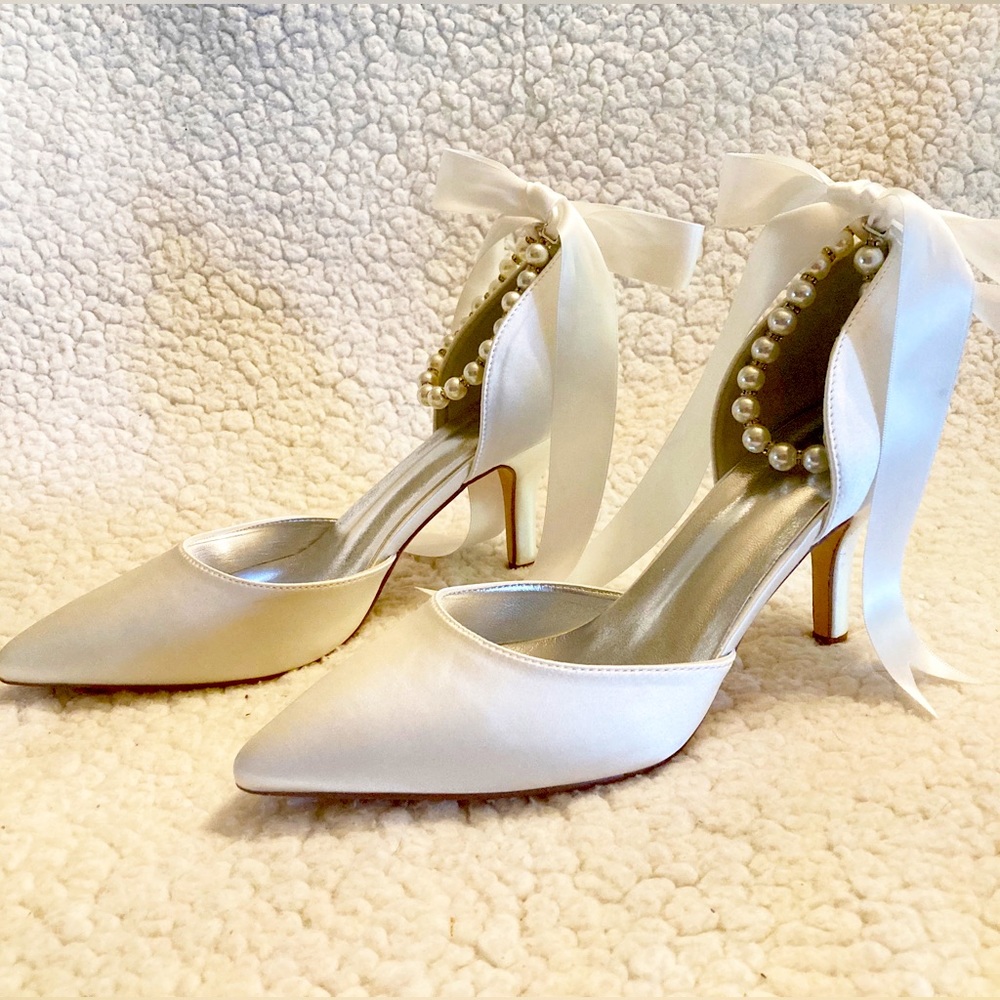 White Wedding Heels/ Pumps